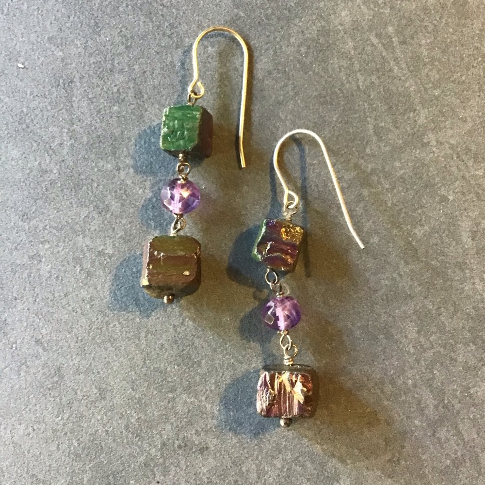 Iridescent Mineral Dangle Earrings